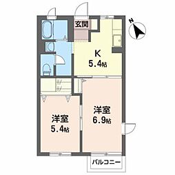 ライフステージ松園B 2Kの間取図画像