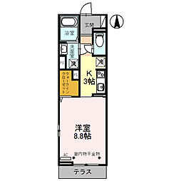 プラウド黒崎 1Kの間取図画像