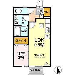 リビングタウン伏石A 1LDKの間取図画像