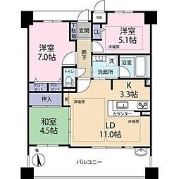 アルファステイツ明石駅前 3LDKの間取図画像