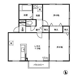 リビングタウン東通2D棟 2LDKの間取図画像