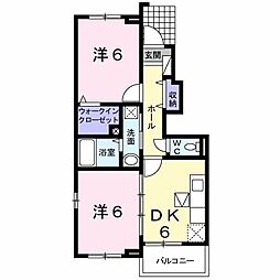 フレイム華 2DKの間取図画像