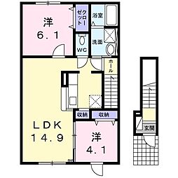 メゾンラフィネ2 2LDKの間取図画像