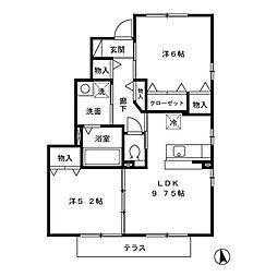 パークコートC棟 2DKの間取図画像