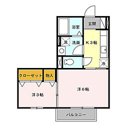 セジュール・ヴィラ 2Kの間取図画像