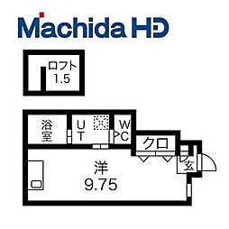 あんしん北条08-1083 1階ワンルームの間取り