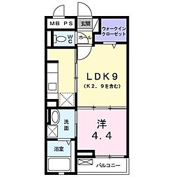 プレシオン 1LDKの間取図画像