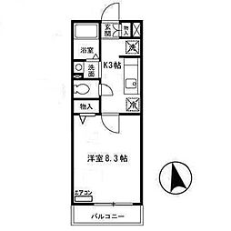 カーサ21 1Kの間取図画像