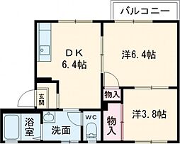ウェンディ弐番館 2DKの間取図画像