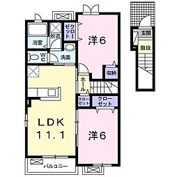 メゾングラースA 2LDKの間取図画像