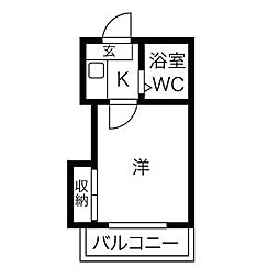 アーバンフラット新瑞橋 1Kの間取図画像