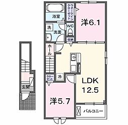 ウィステリア C.D.S 2LDKの間取図画像