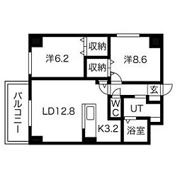 MODENA近代美術館 2LDKの間取図画像