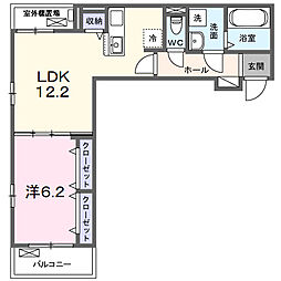 アンジュ ミニョン 1LDKの間取図画像