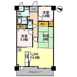 フローラ南館 3LDKの間取図画像
