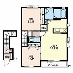 サニーコート高師A 2LDKの間取図画像
