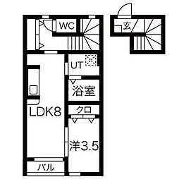 グランディール多賀城 1LDKの間取図画像