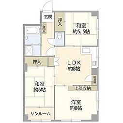 パールハイツ笹塚 3LDKの間取図画像