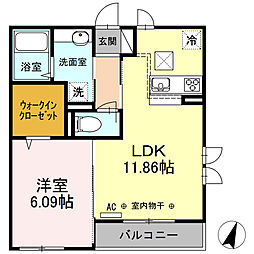 タートル・ドエル 1LDKの間取図画像