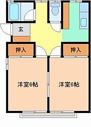 わたらせ渓谷鐵道 下新田駅 徒歩10分の賃貸アパート 2階2Kの間取り