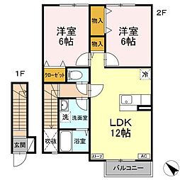ポアナ 2LDKの間取図画像