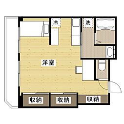 沖村ビル 3階ワンルームの間取り