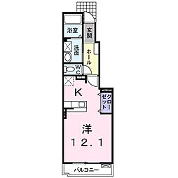 ティアラ2 1Kの間取図画像