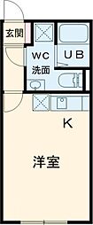 レントハウスＦｕｓｓａ860 1階ワンルームの間取り