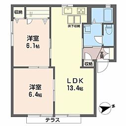 シャルマンメゾンA 2LDKの間取図画像