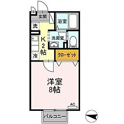 セジュール・ベリー 1Kの間取図画像
