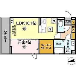 プア メリア 1階1LDKの間取り