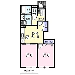 メゾンアグレアブルB 2DKの間取図画像