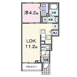 土浦市並木2丁目アパート 1LDKの間取図画像