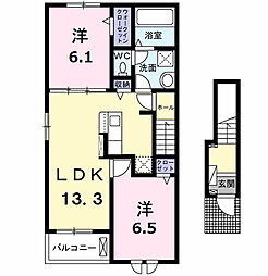 ピース・アイ 2LDKの間取図画像