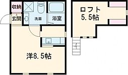MaMaison北六甲 1Kの間取図画像