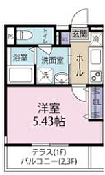 スフィーダみずほ台I 3階1Kの間取り