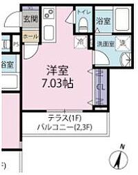 スフィーダみずほ台I 3階ワンルームの間取り