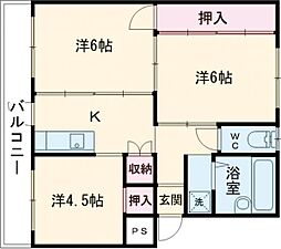 ヴィラナリー今治2 3DKの間取図画像