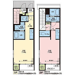 アクシィヴVIII 1階1Kの間取り