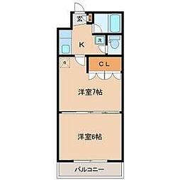 イーグルハイツ萩野町 5階2Kの間取り