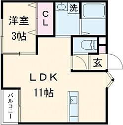 JR豊肥本線 肥後大津駅 徒歩27分の賃貸アパート 2階1LDKの間取り