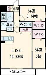 LIBTH大津 4階2LDKの間取り