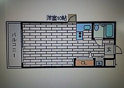 大昭マンション 1階ワンルームの間取り
