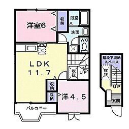 パークビサイド　一ツ橋Ａ 2階2LDKの間取り