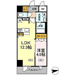 ＩＳ二十人町 2階1LDKの間取り