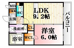 ビータス深川 1階1LDKの間取り