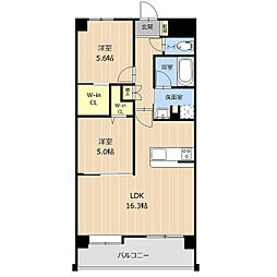 LIBTH京町 4階2LDKの間取り