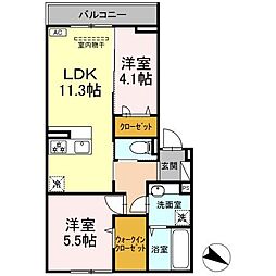東広島市八本松飯田6丁目アパート 2LDKの間取図画像