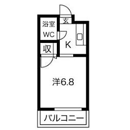 パールハイツ2 ワンルームの間取図画像