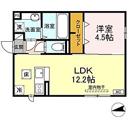 ＲＥＳＵＡ浜田 1階1LDKの間取り